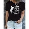 Women's Soft Stretch T-Shirt - "Just A Horse Lover" Casual Crew Neck Tee Suitable for Horse & Daily Wear,Sizes S-4XL, Stretch Fabric