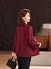 2026 Festive Tang Suit Shirt: Nine-Point Sleeve Chinese Style for Middle-Aged & Elderly Women