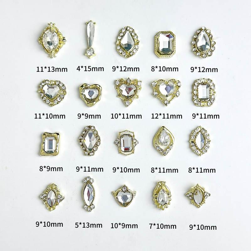Xi Fei Hui Palace Alloy Nail Art Jewelry New Chinese-Style Explosive Flash Fertilizer Square Love Water Drop Diamond Palace Armor With Diamond