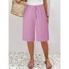 Damen Mid-Rise Kordelzug Bermuda Shorts Locker Basic Pendler Polyester Caprihosen
