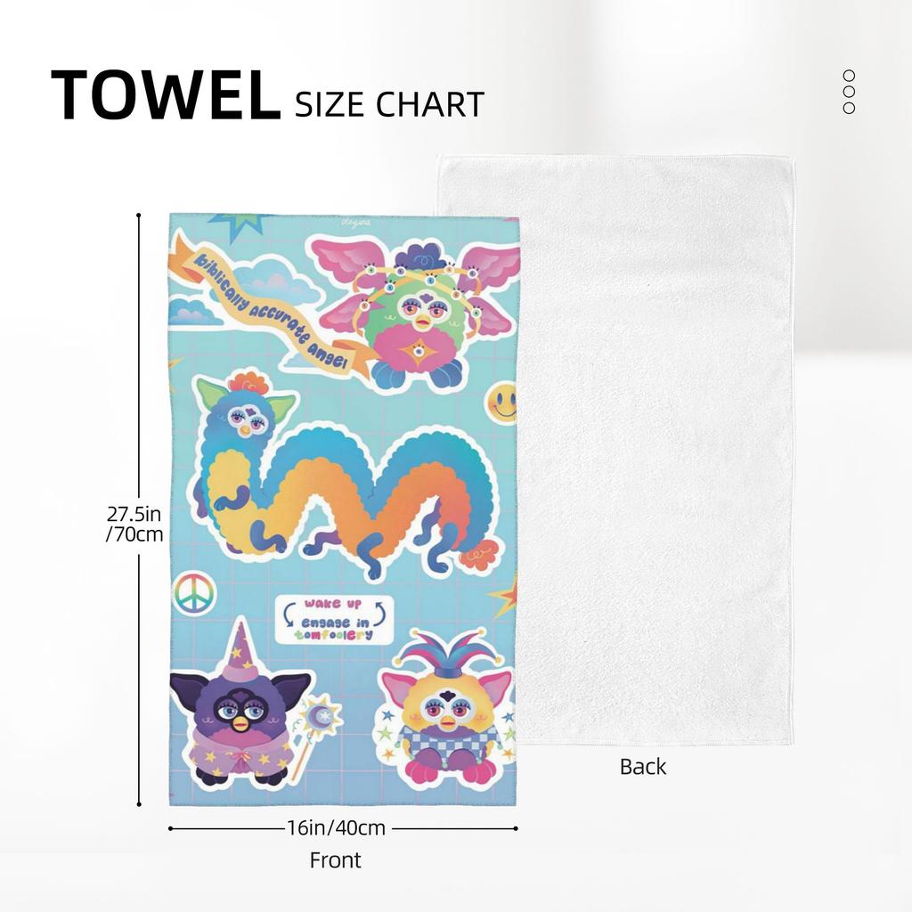 Nightmare Furby Cartoon Soft Face Towel Quick Dry Pool Bath Cotton Towels Absorbent Quick