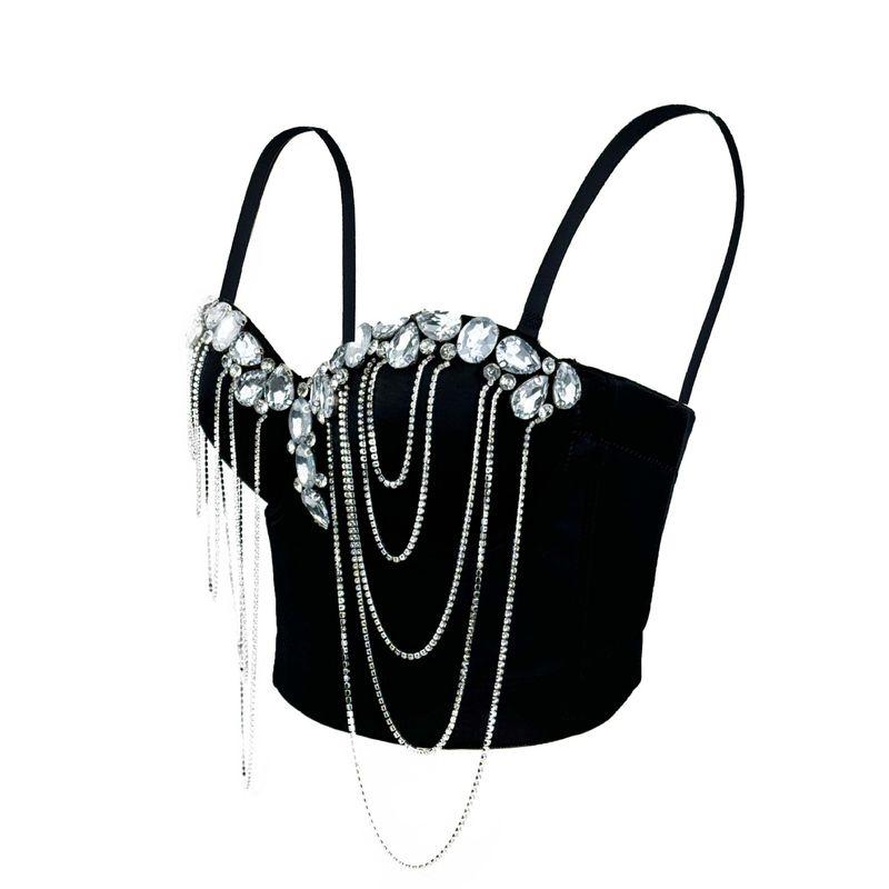 

Белая цепочка бриллиант сексуальный бюстгальтер стильный модный стиль нижнее белье нарядная верхняя одежда бюстгальтер на косточках Black 34B/75