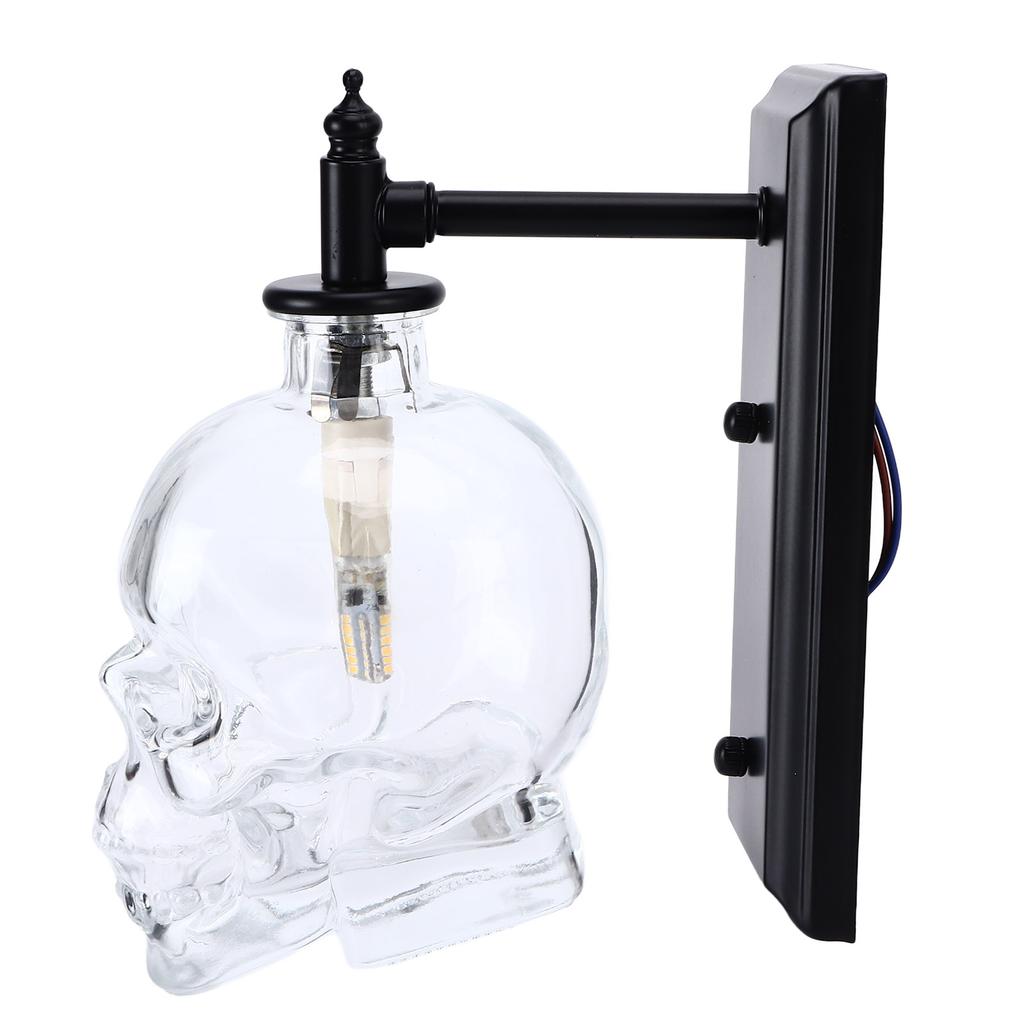 Vintage Wall Lamp Iron Glass Skull Shape Industrial Wall Mounted Light with G9 Bulb for Bedroom Corridor 110‑220V