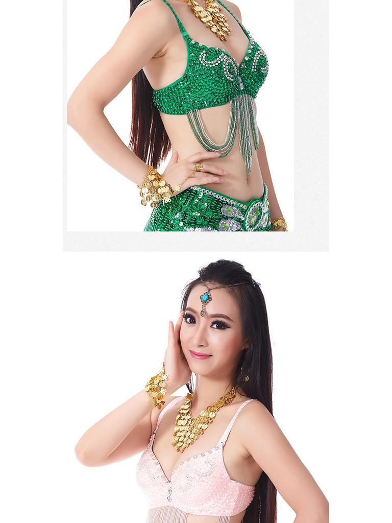 B15 Perlenbauchtanz-BH - Handgefertigtes Dessous-Kostüm-Oberteil mit schönem Rückendesign