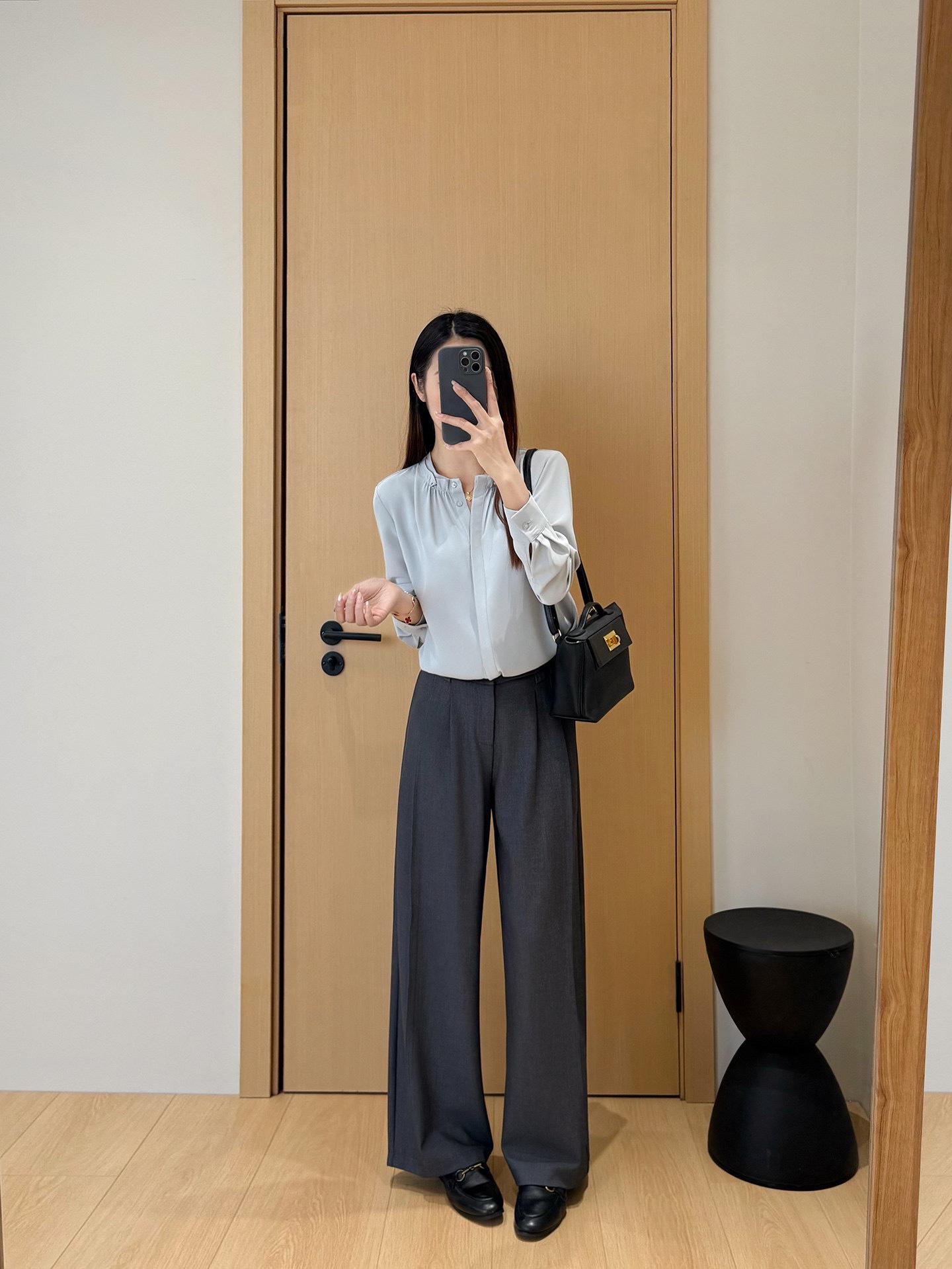 

High-Intelligence Cupro Wool High-Waisted Wide-Leg Trousers for Women S: up to 52 kg