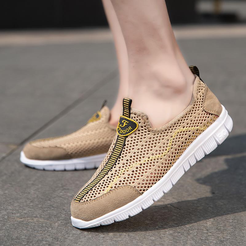 Summer Men Sneakers Hollowed Out Classic Casual Shoes Breathable Mesh Jogging Sports Shoes Lightweight Walking Shoes