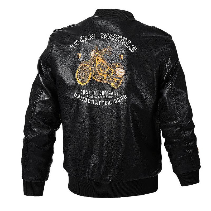 Spring and Autumn Men's Locomotive Leather Jacket Washed PU Leather Jacket Trendy Men's Leather Jacket