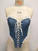 Cross-border Imitation Denim Strapless Lace-Up Boned Top R220