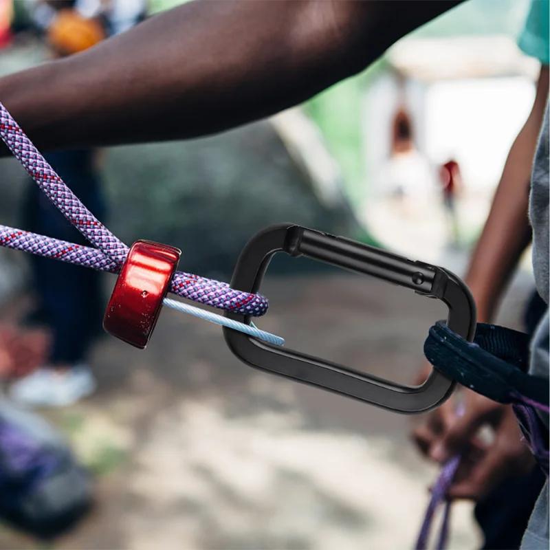 Carabiner Buckle Square-Ring Spring Carabiner Snap Hook Clip Keychain Outdoor Backpack Pendant Buckle Camping Outdoor Tools