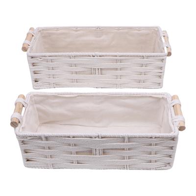 2pcs Boho Decor Baskets Woven Decorative Toilet Paper Baskets with Handles for Home Decor Bedroom Living Room Entryway