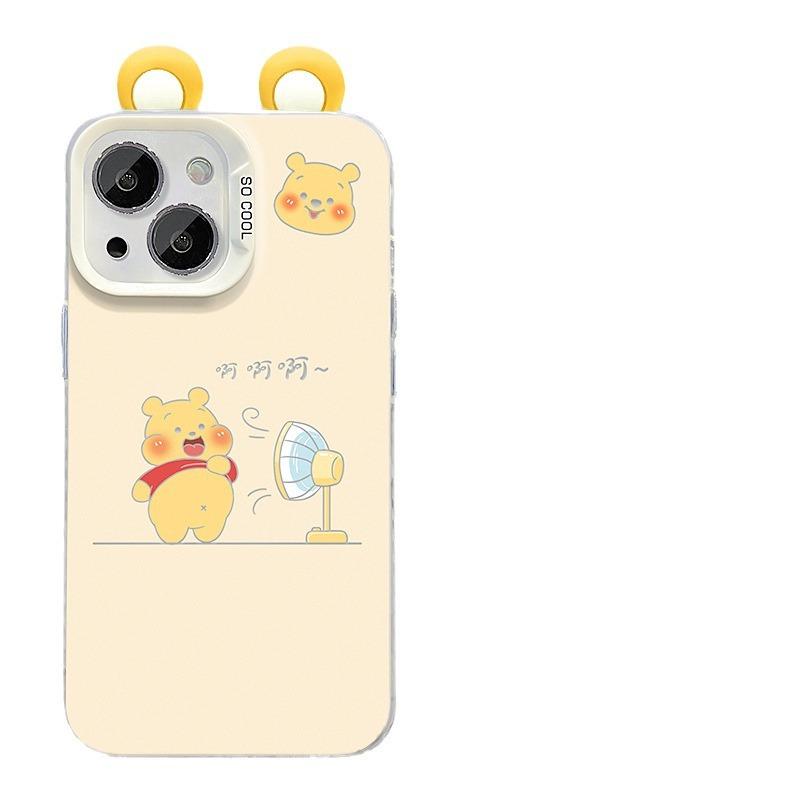 Applicable to Apple 14 mobile phone case iphone15promax cute Winnie the Pooh doll bracket 13 colored silver matte 12