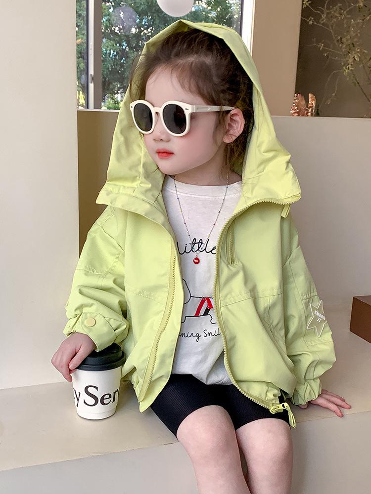 Herbst 2025 Mädchen Kapuzen-Windjacke: Jacke mit langen Ärmeln im koreanischen Stil für Kinder