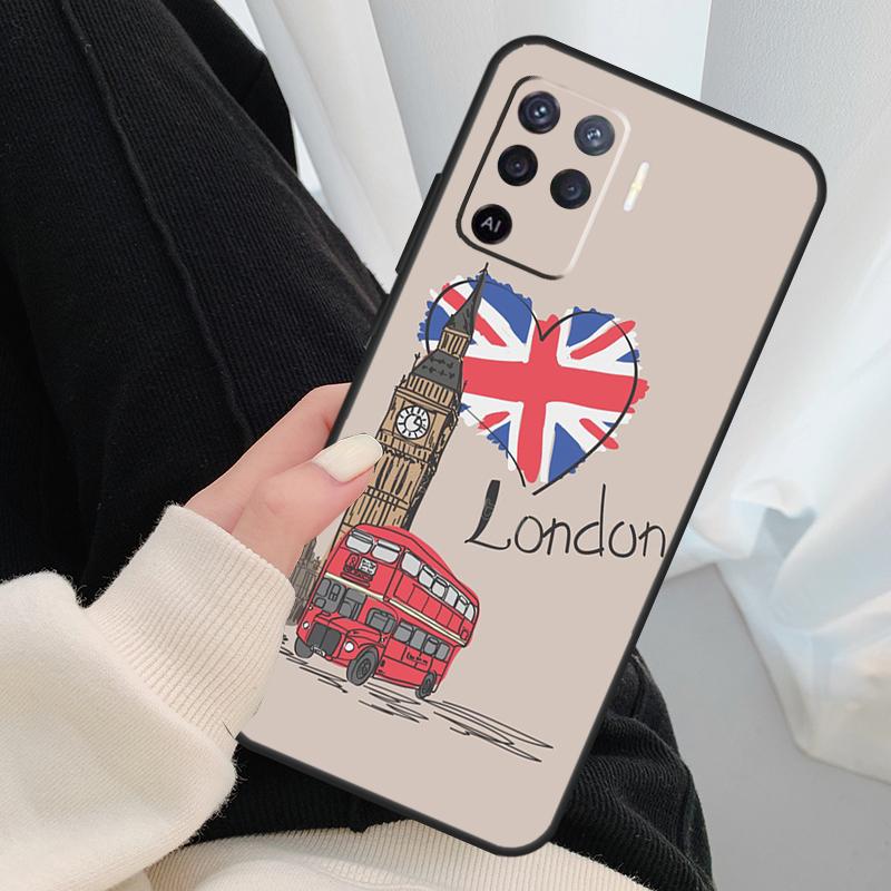 London Bus England Big Ben For OPPO Find X3 X5 Pro A5 A9 A31 A53 A15 A16 A52 A72 A83 A91 A93 A94 A54 A74 A53S Case