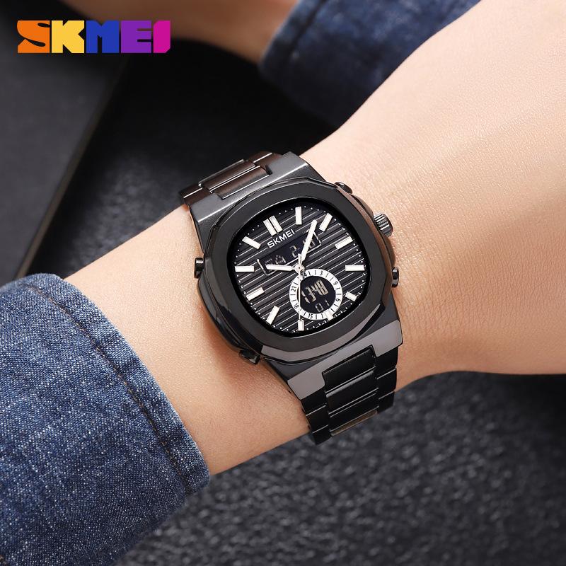 Luxury Men Watch Male Quartz Wristwatch Classic Black Gold Stainless Steel Band Simple Reloj Business Man Sports Calendar Clock