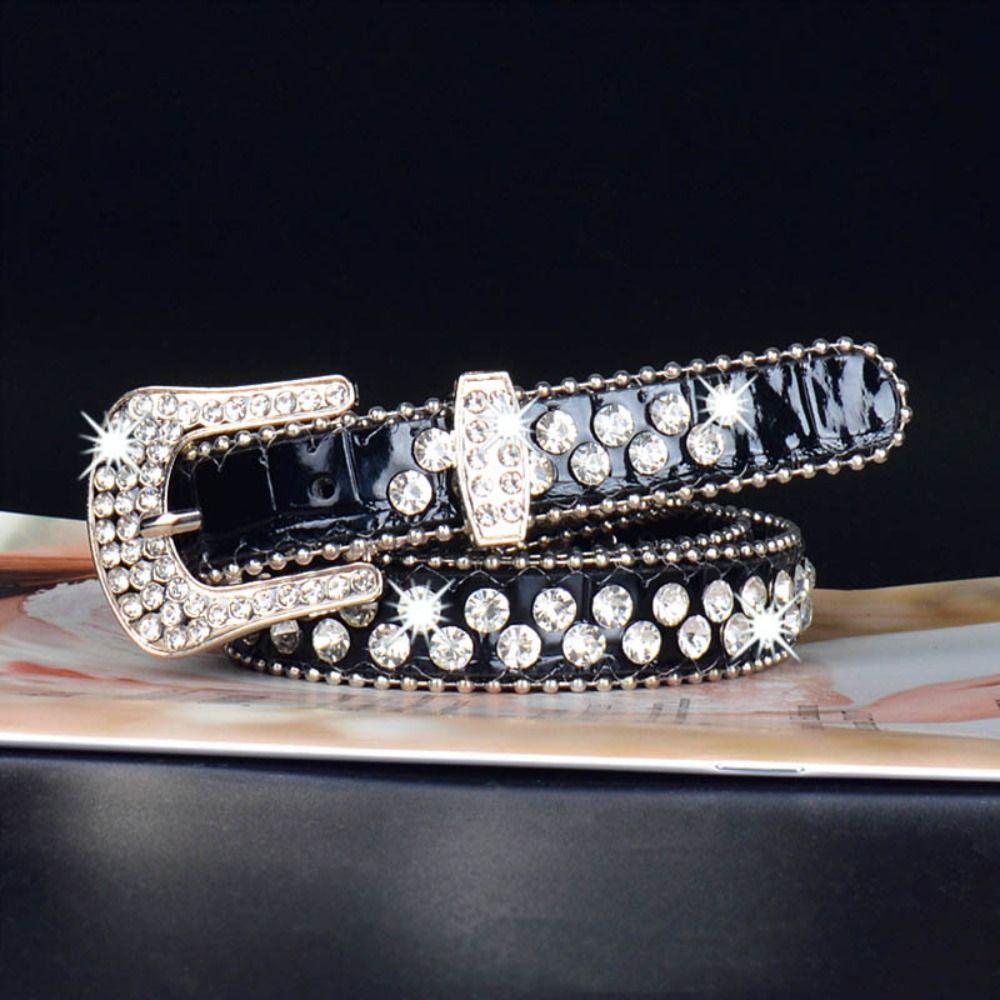 Třpytivý pásek Bling Crystal pásek Dámský módní pásek s drahokamy