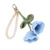 Handmade Lily of the Valley Crochet Keychain with Pearls Soft Yarn Texture Fashion Key Holder Suitable for Bags and Keys