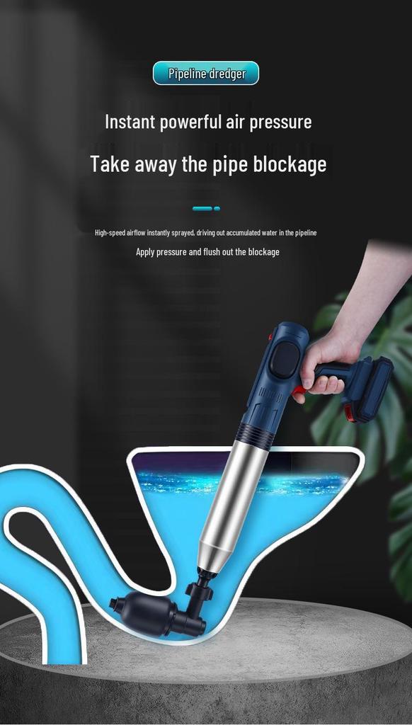 Stainless Steel High-Pressure Lithium Battery Toilet Unclogger
