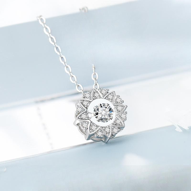 Beating Heart Necklace Women's Light Luxury Niche Design Sense Stainless Steel Sunflower Collarbone Chain