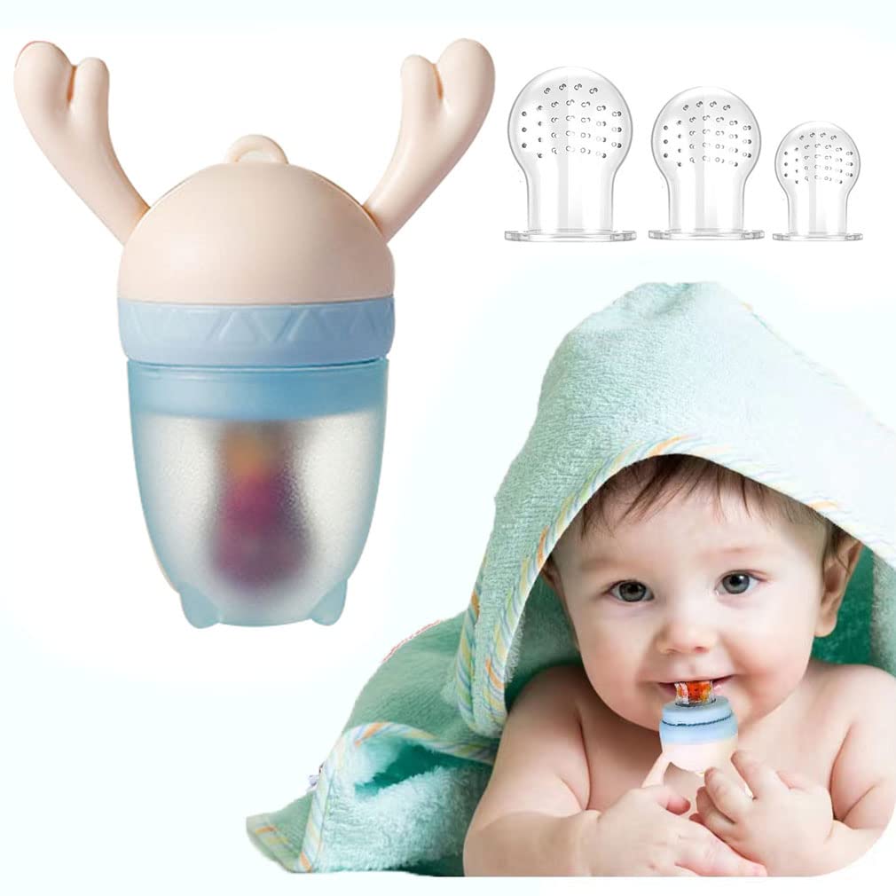 Baby Food Fruit and Vegetable Feeder with Silicone 3 Sizes Suitable for Babies 6 Months and Up Feeder, Nipple, Available,