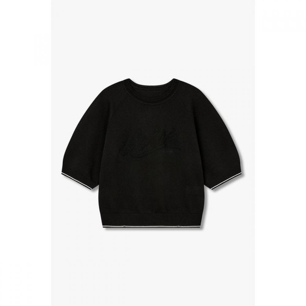 Vov Women Lettering Knit Pullover 7156350004 black (99)/FREE