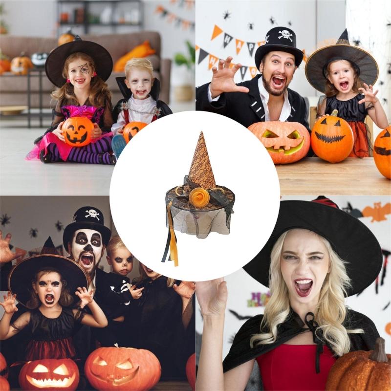 Halloween Witch Hat 33cm High Pointed Wizard Hat Witch Cosplay Hat for Women Halloween Cosplay Witch Cosplay Accessory