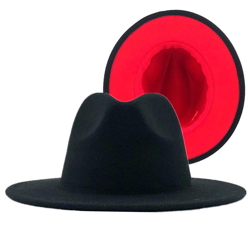European and American woolen top hat new outer yellow inner sapphire blue hat ethnic style jazz hat cashmere felt hat