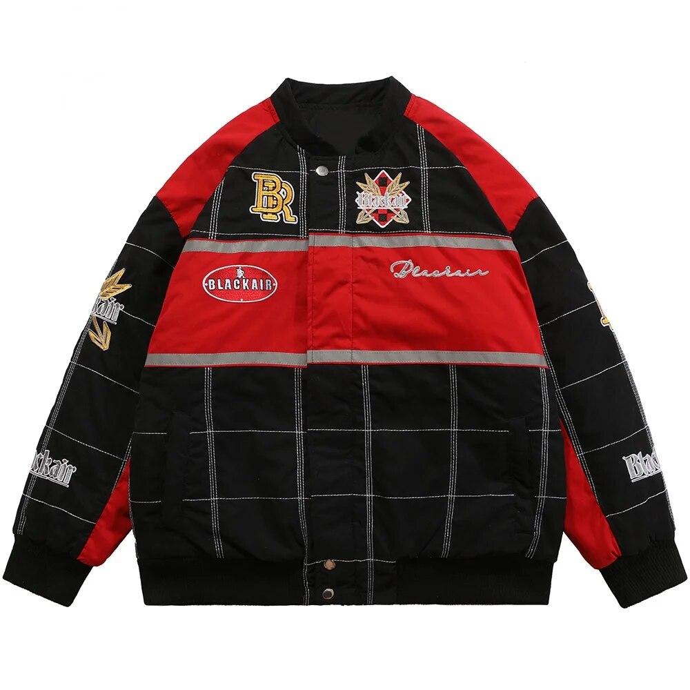 

Thicken Baseball Jacket Men Plaid Embroidery Button Bomber Coat Winter Fashion Couple High Street Oversized Jackets Streetwear
