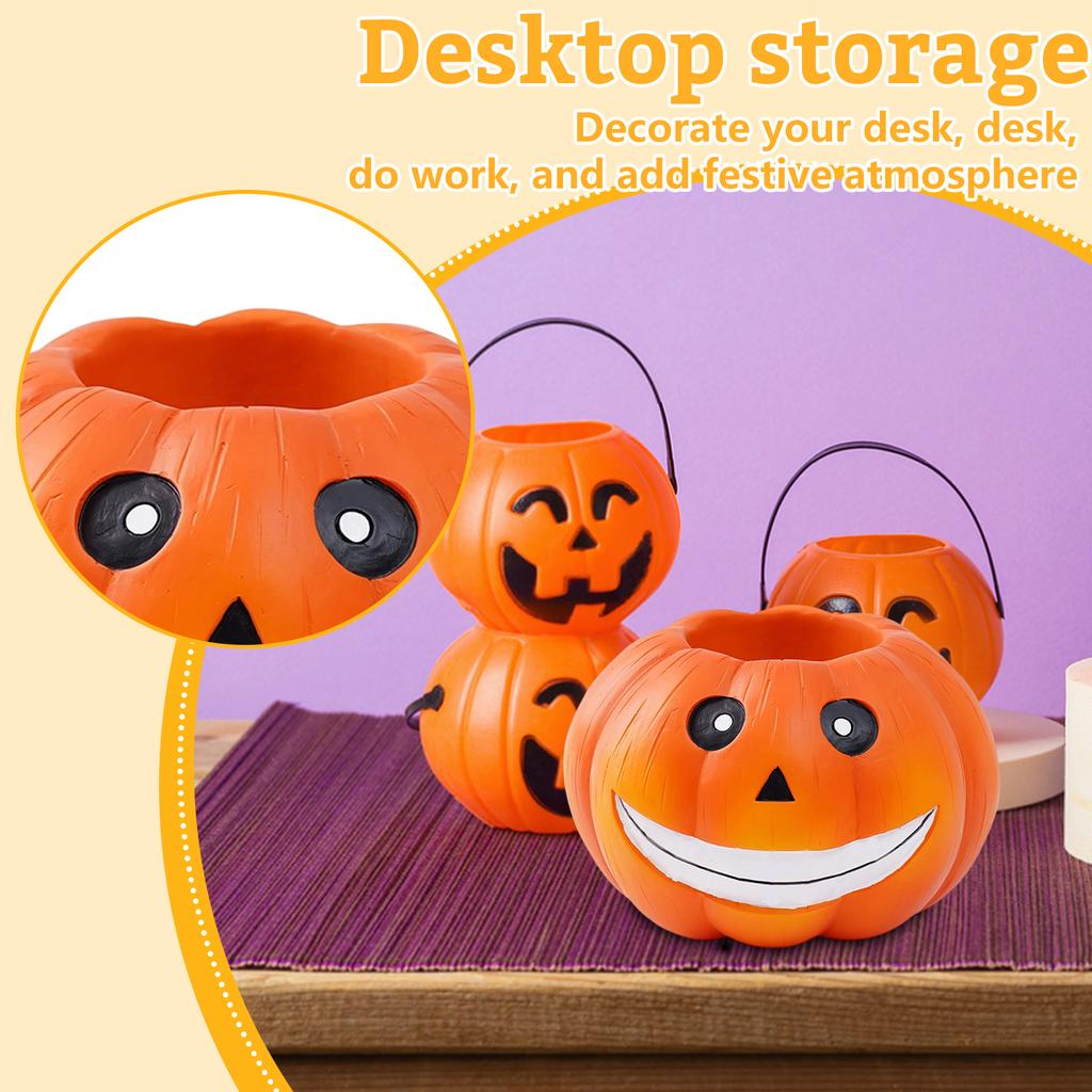 Resin Halloween Pumpkin Candy Bowl Decorative Figurine for Party Favors and Home Decor