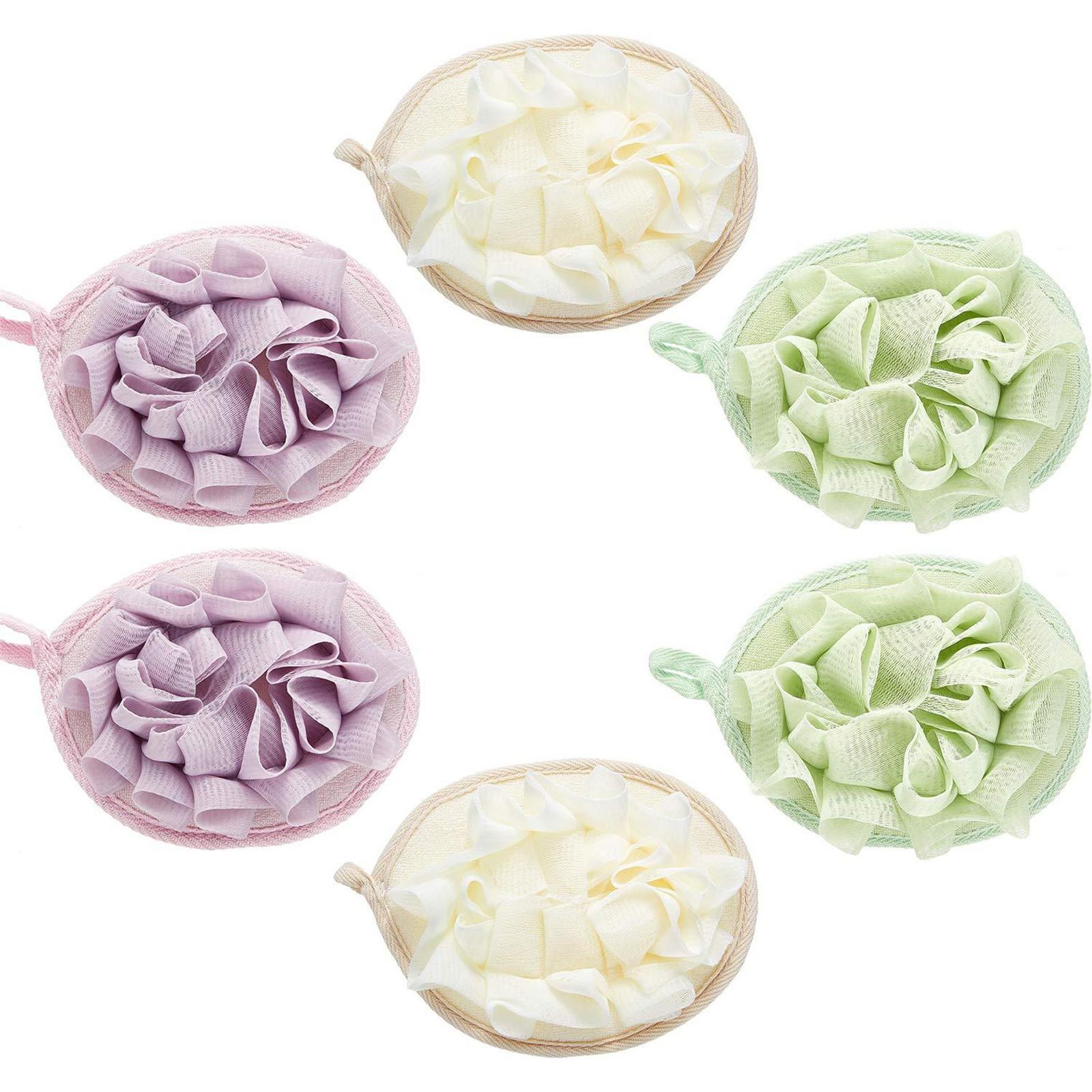 

6 шт., пуф для ванны, душа, губка, сетчатый пуф, шарик для душа, отшелушивающий коврик для тела, люфа, шар для душа, перчатки для душа с цветком, шарик для ванны One Size