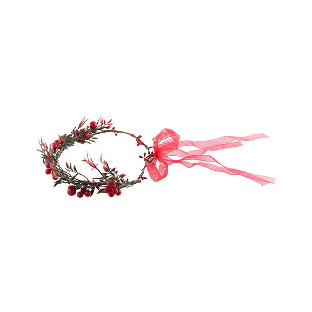 Party Hairband Cloth Crown Flower Headband Wreath Decoration Red Berry Garland Women Headwear