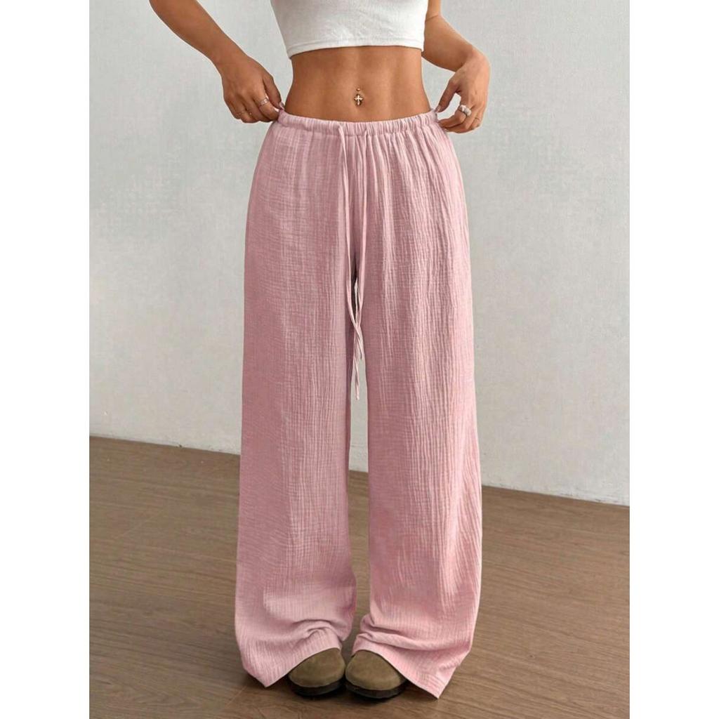 New Fashionable Women's Clothing, Elegant and Versatile, Elastic and Casual, Solid Color Pants, Wide Leg Pants