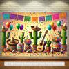 [2D Flat Banner] 1 Piece of Vibrant Mexican Party Backdrop - Birthday Photo Booth Backdrop