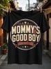 Mommys Good Boy Oversized Cream Lettering Stars And Vintage Circular Frame Distressed Red Style Unisex All Tshirt