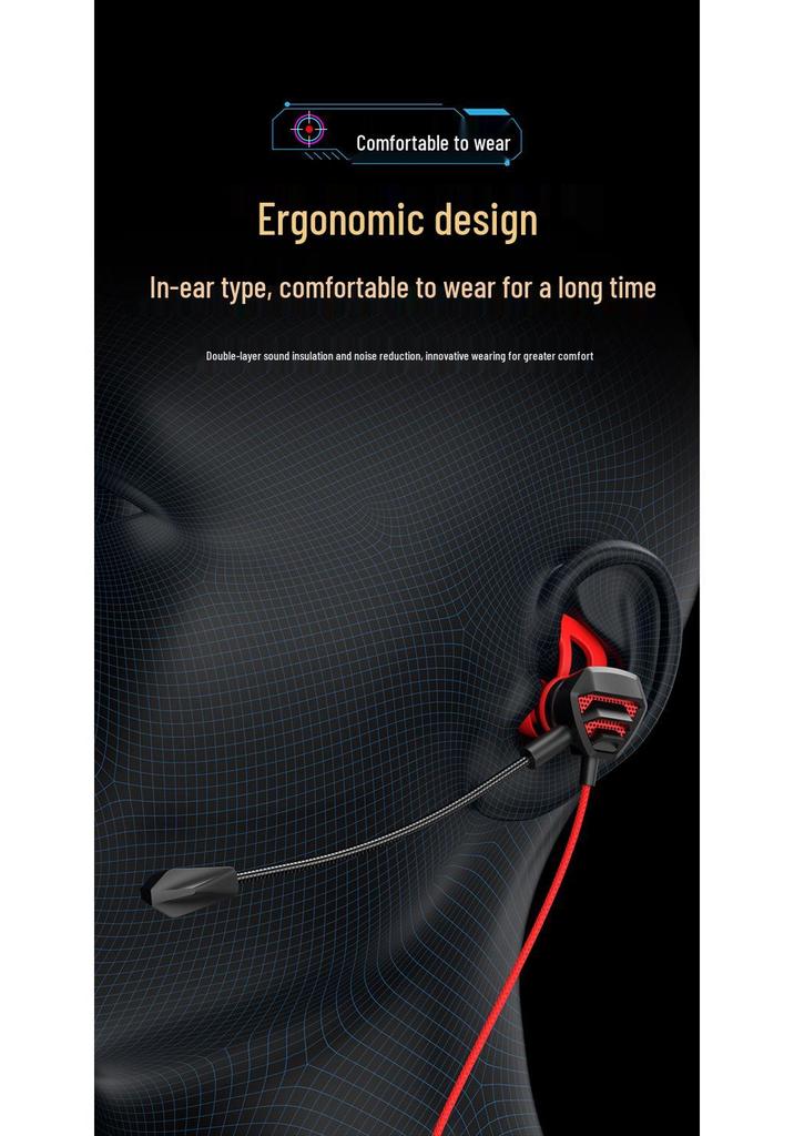 Cross-border Wired Gaming Earbuds with Mic for Mobile, PC & PUBG