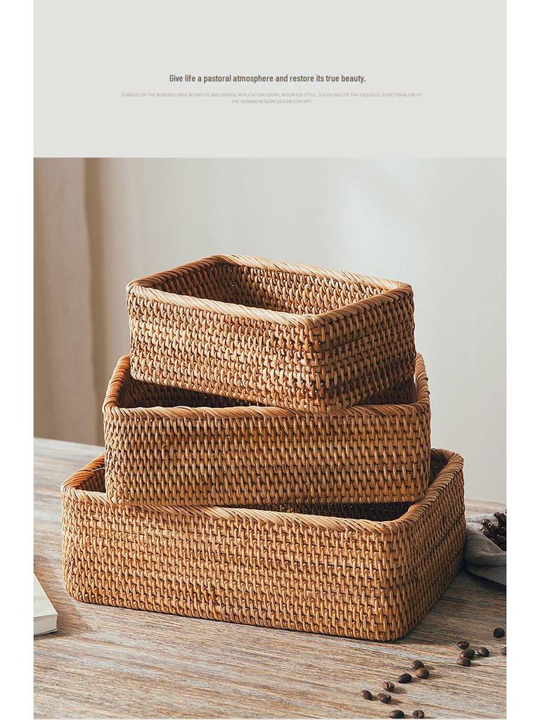 Mehrzweck Bambus Webkorb zur Aufbewahrung, für Obst, Brot, Brötchen, Snacks und für Picknicks