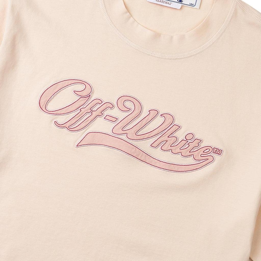 Off-White Womens/Ladies Embroidered Logo Crop T-Shirt