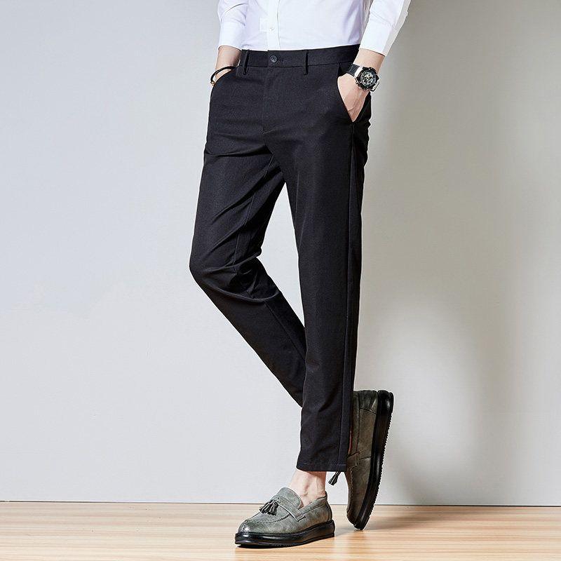 Men's Nine-Point Casual Pants, Slim Fit Tapered Korean Style Trendy Spring and Autumn New Dress Pants for Men 71856