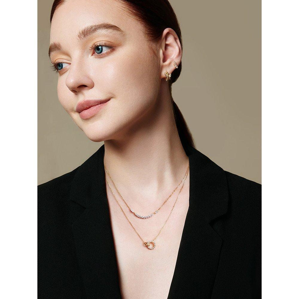 Arc Pave 925 Silver Necklace N056-02G
