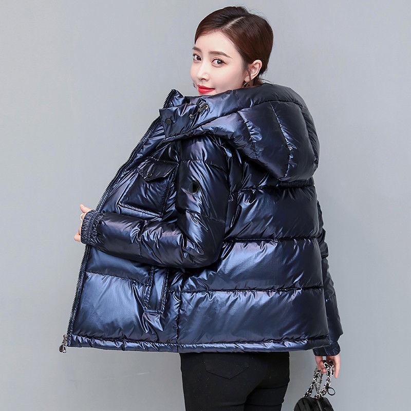 New Down Jacket Women's Short Thickened White Duck Down Jacket Women's Tide Ins Winter Bright Light Leave-in Down Jacket