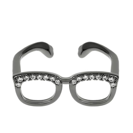 Couple Finger Ring Mini Glasses Adjustable Ring Sparkling Rhinestone Encrusted Fingertip Ring Finger Accessory