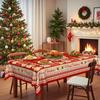 Christmas Round And Rectangular Table Cloth, Red Santa Reindeer Snowflake Christmas Tree Tablecloth Decorative Cloth