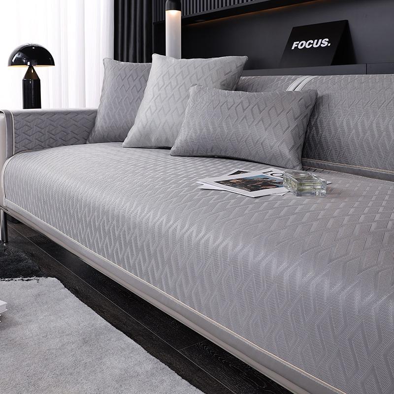 Sofa Cushion Summer Ice Silk Summer Mat Non -Slip Simple Modern Light Luxury Gray High -End Cushion Summer Sofa Cover Slipcover