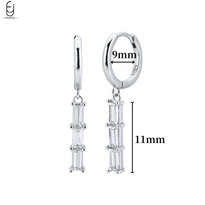 925 Silver Ear Buckles Fashion Hoop Earrings White Crystal Luxury Women's Earrings Wedding Women's Jewelry Premium Gift