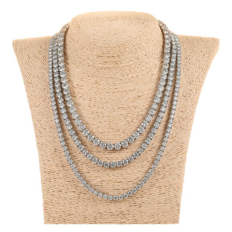 Unisex Hip-Hop Tennis Chain Necklace and Bracelet with Full Diamond Design