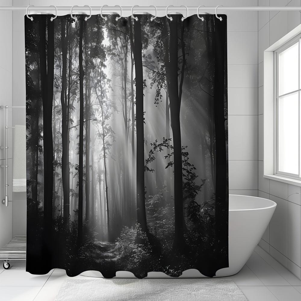 1Pcs Halloween Decoration Gothic Style Forest Pattern Shower Curtain Bathroom Decor Halloween Decoration Indoor Showr Curtain