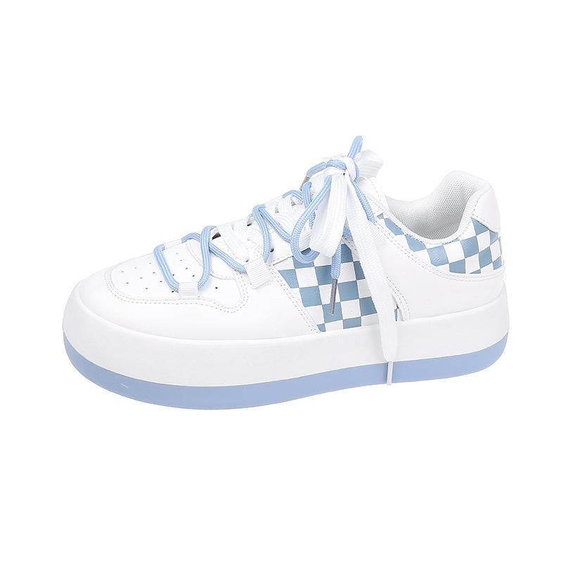 Chessboard Plaid Board Shoes Women's New Spring Platform Heightening Versatile Student Big Head Shoes