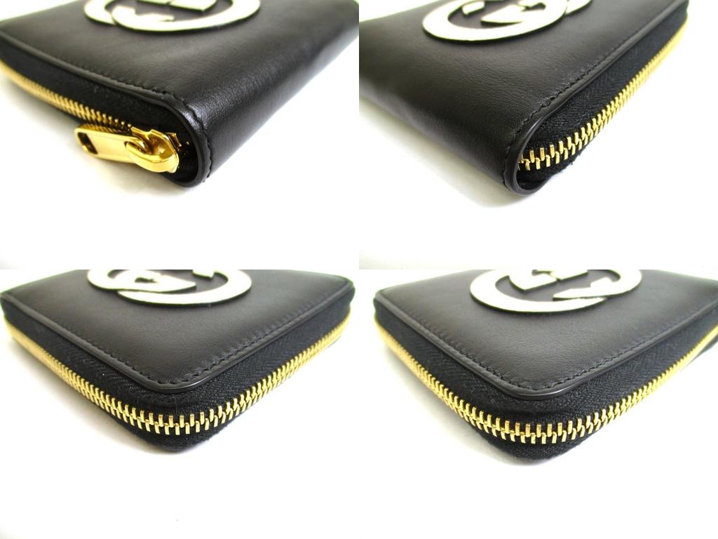 Authentische GUCCI Interlocking G Schwarzes Rundum-Reißverschluss-Bifold-Portemonnaie Kompaktes Portemonnaie #a759 Überholt