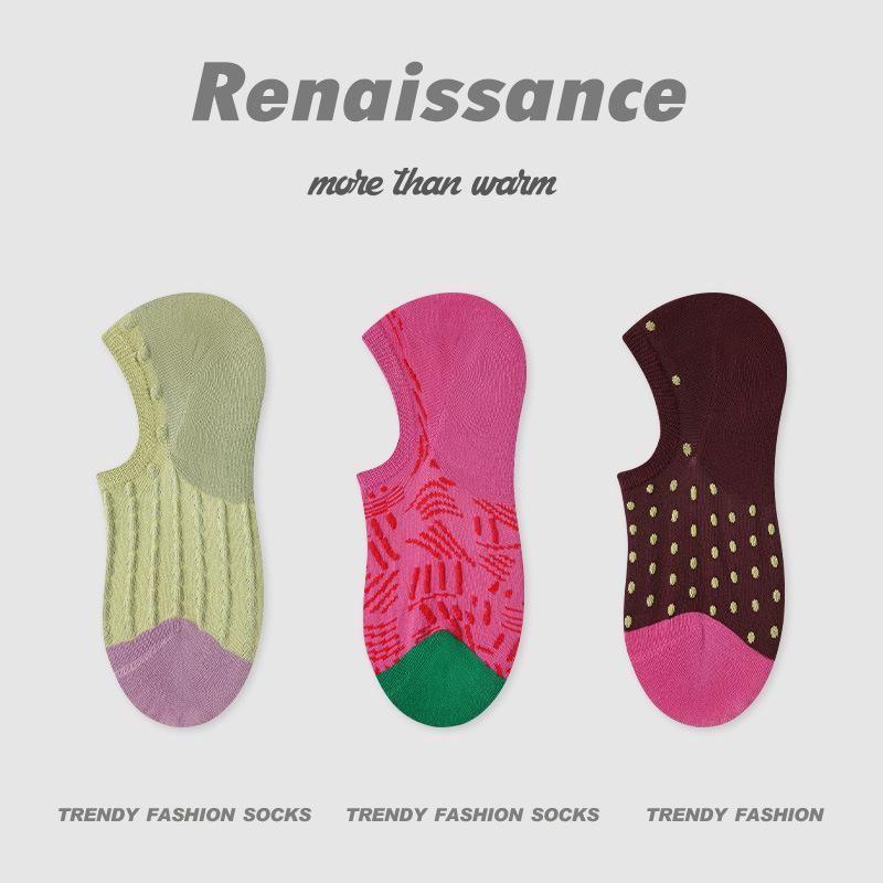 Socks, Women, Summer Thin, Breathable Short Socks, Retro Relief, Knitted, Non Falling Heels, Invisible Ship Socks