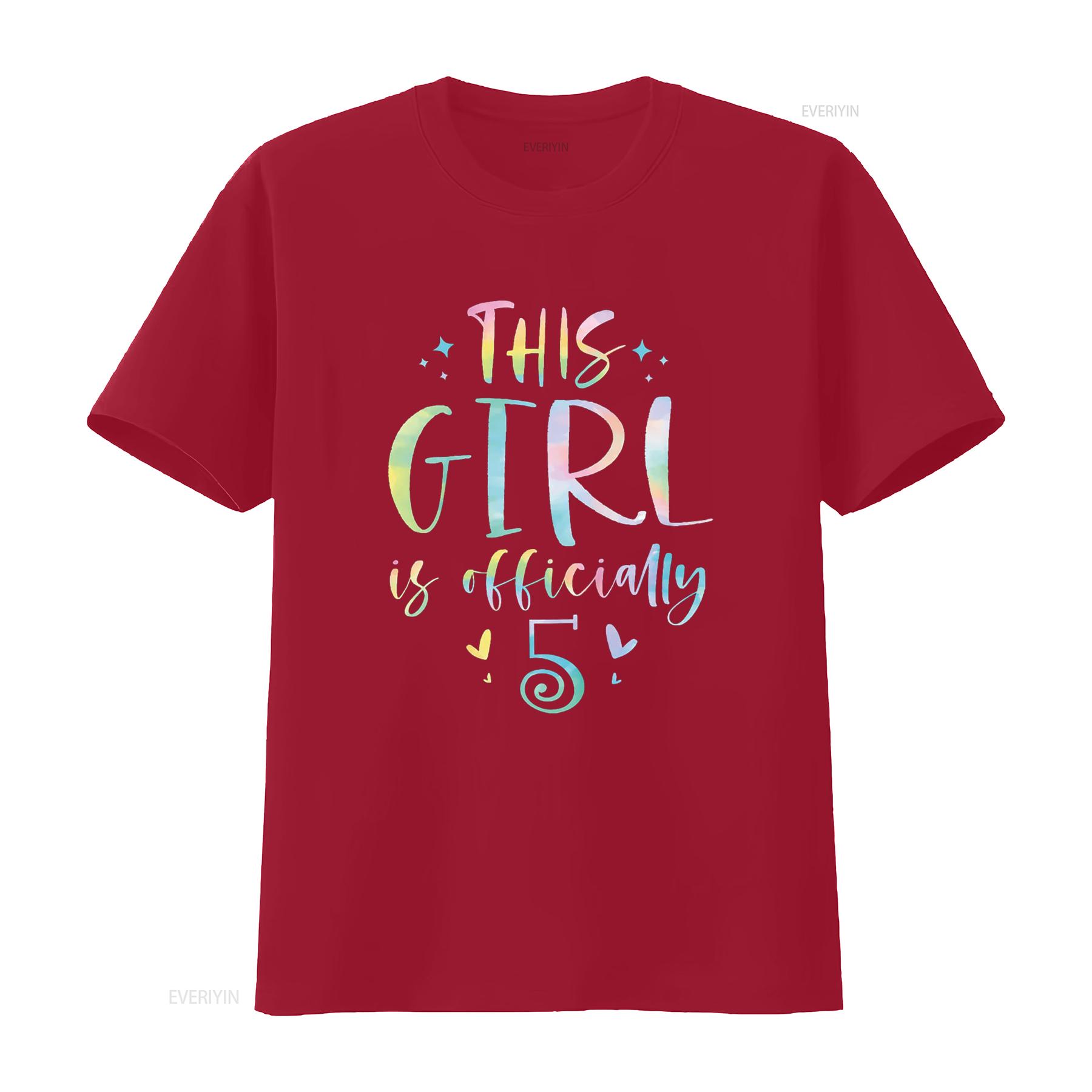 Kids This Girl Is Officially 5 Five Year Old 5th Birthday T Shirt vintage Washed homme streetwear Stretched Casual S