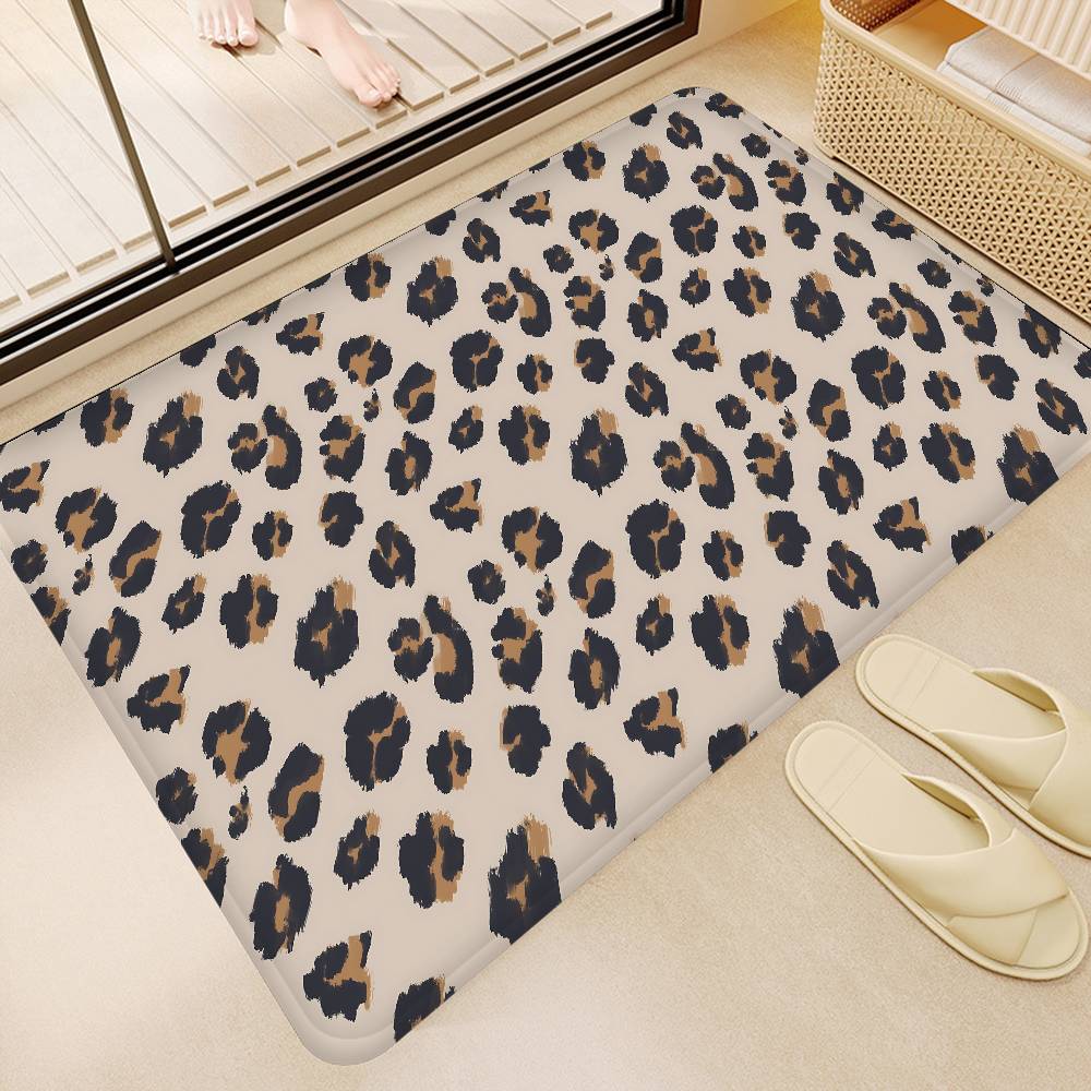 Fashion Leopard Print Bathroom Mat Kids Room Bedroom Decoration Balcony Anti-Slip Doormat Living Room Welcome Rug